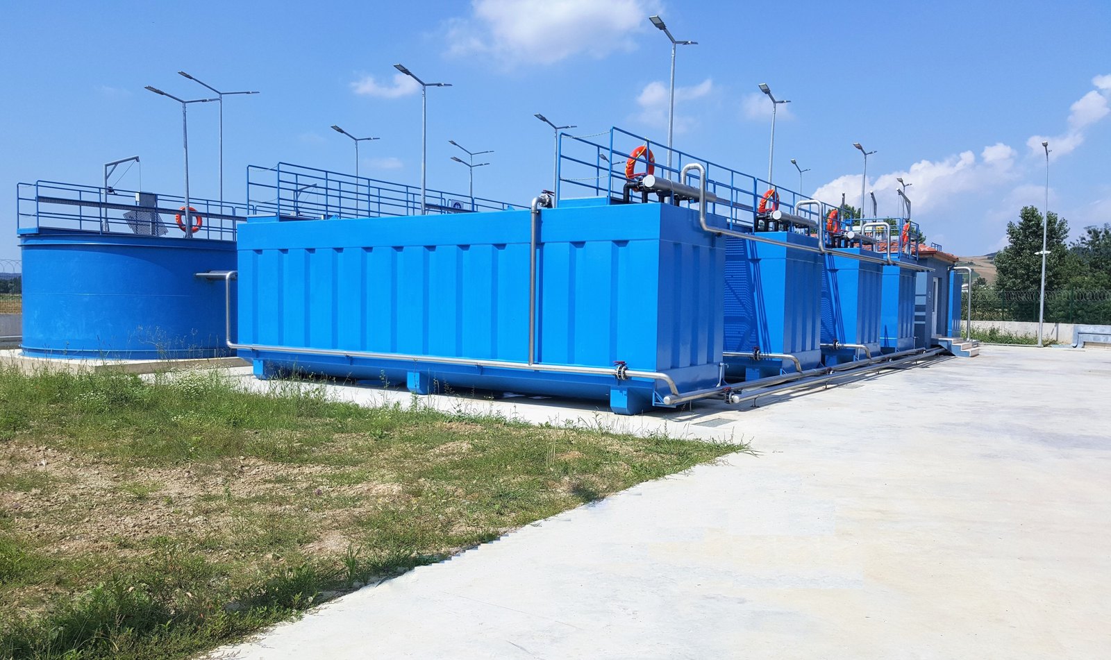 Packaged wastewater treatment plant installed at an industrial district