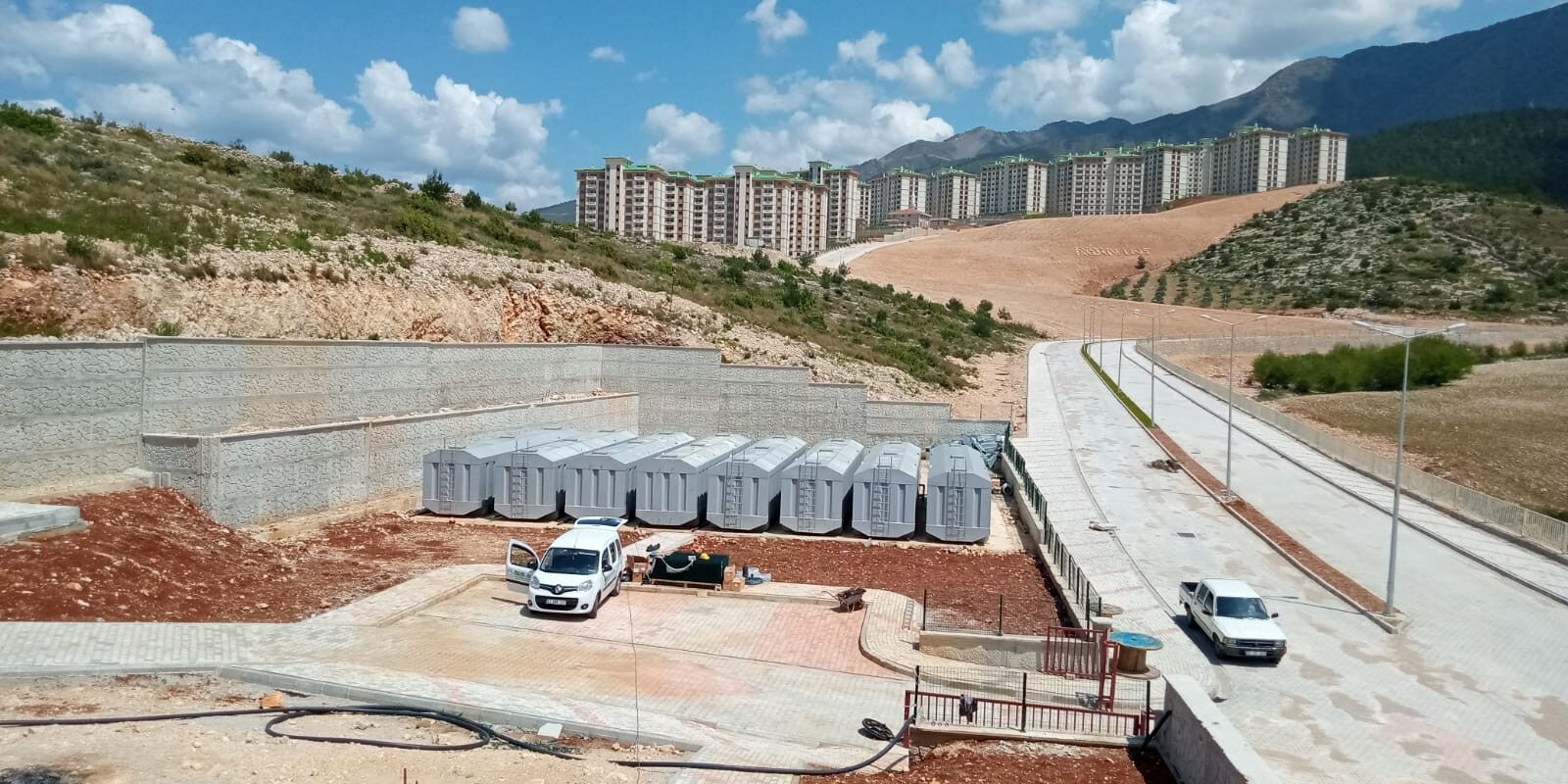 ASM packaged wastewater treatment units installed on a prepared site